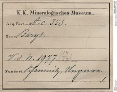 Etiketten zu Baryt (NHMW-MIN-Ac353)